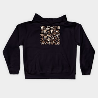 Coffee Cups and Beans Pattern Kids Hoodie